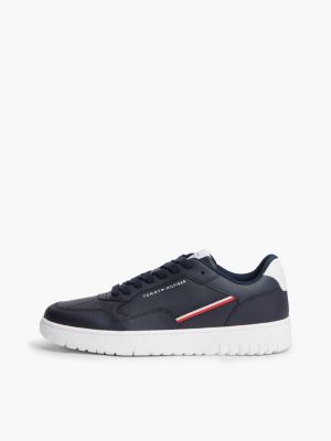 blue global stripe basketball trainers with leather for men tommy hilfiger