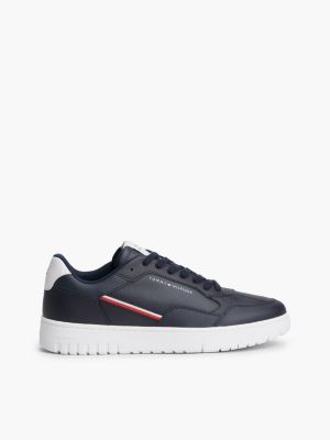 blue global stripe basketball trainers with leather for men tommy hilfiger