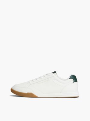 white low profile trainers with leather for men tommy hilfiger
