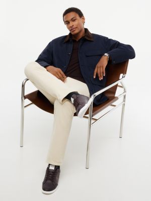 brown low profile trainers with leather for men tommy hilfiger