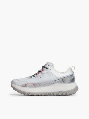 grey outdoor waterproof metallic trainers for men tommy hilfiger