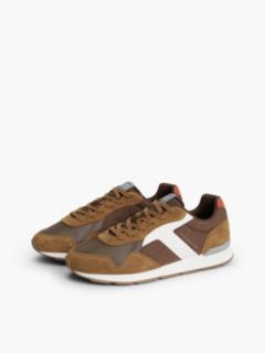 Suede Mixed Texture Trainers — Brown 2