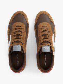 Suede Mixed Texture Trainers — Brown 3