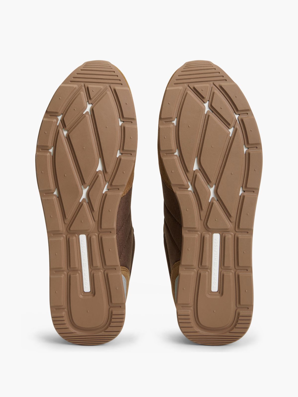 Suede Mixed Texture Trainers — Brown