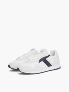 Suede Mixed Texture Trainers — White 2