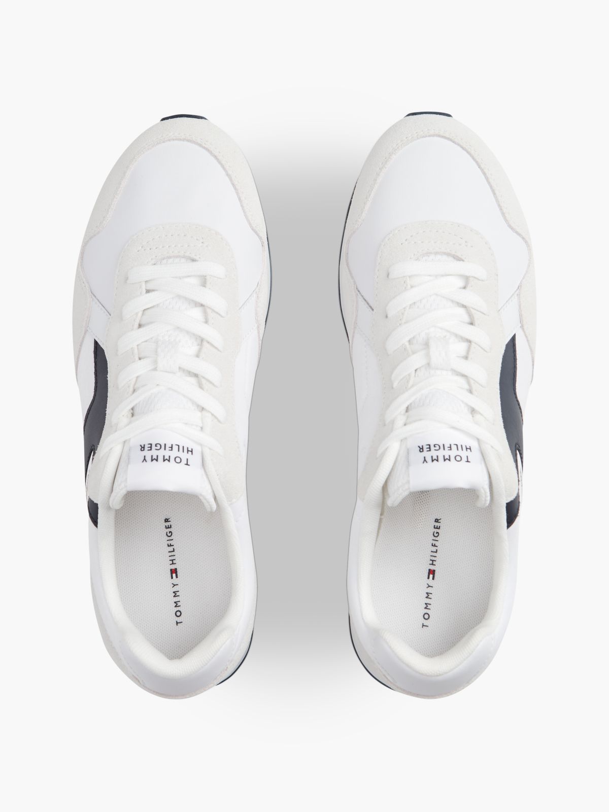 Suede Mixed Texture Trainers — White