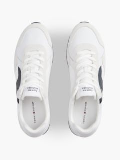 Suede Mixed Texture Trainers — White 3