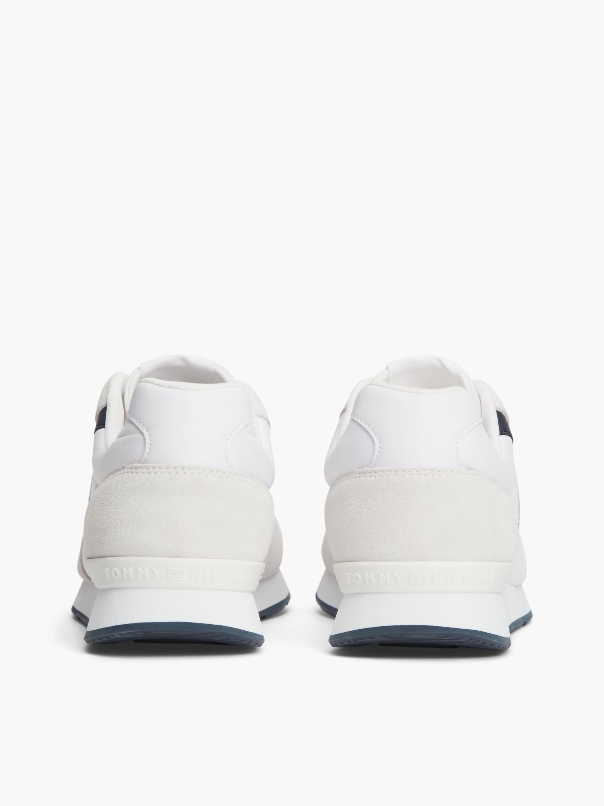 Suede Mixed Texture Trainers — White
