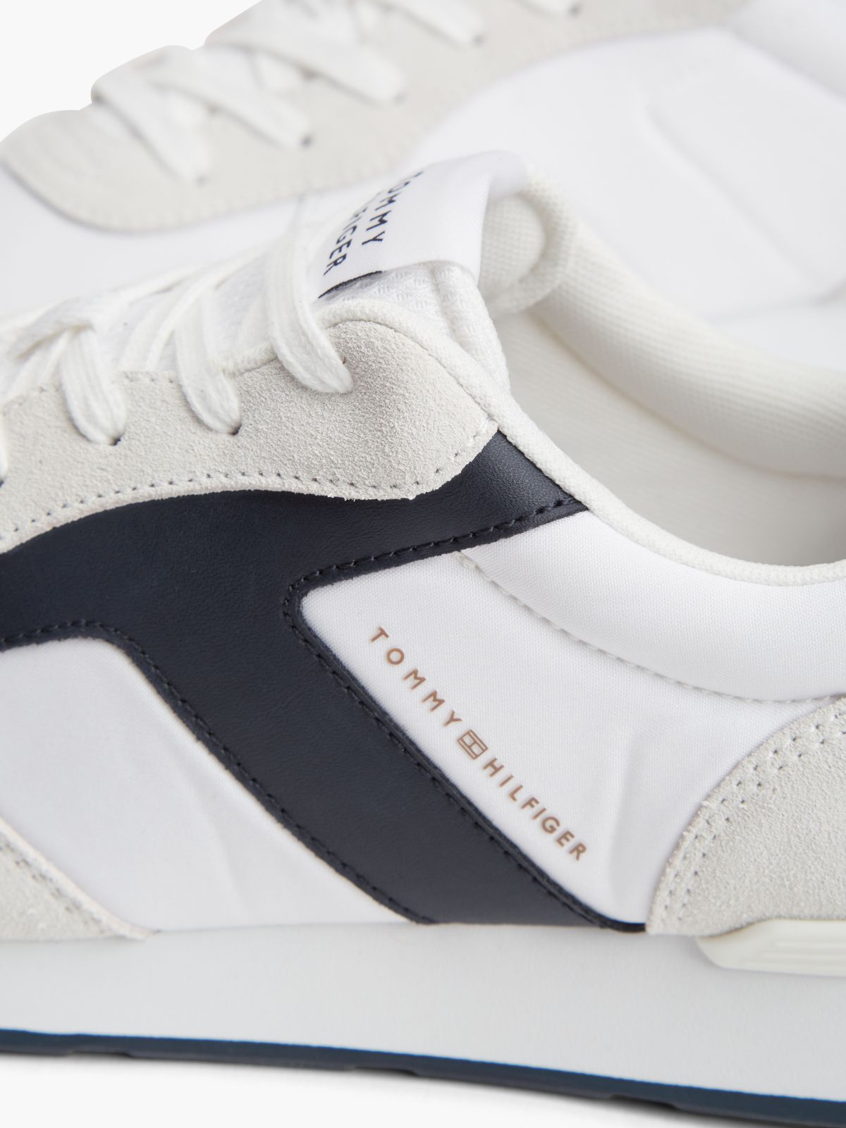 Suede Mixed Texture Trainers — White