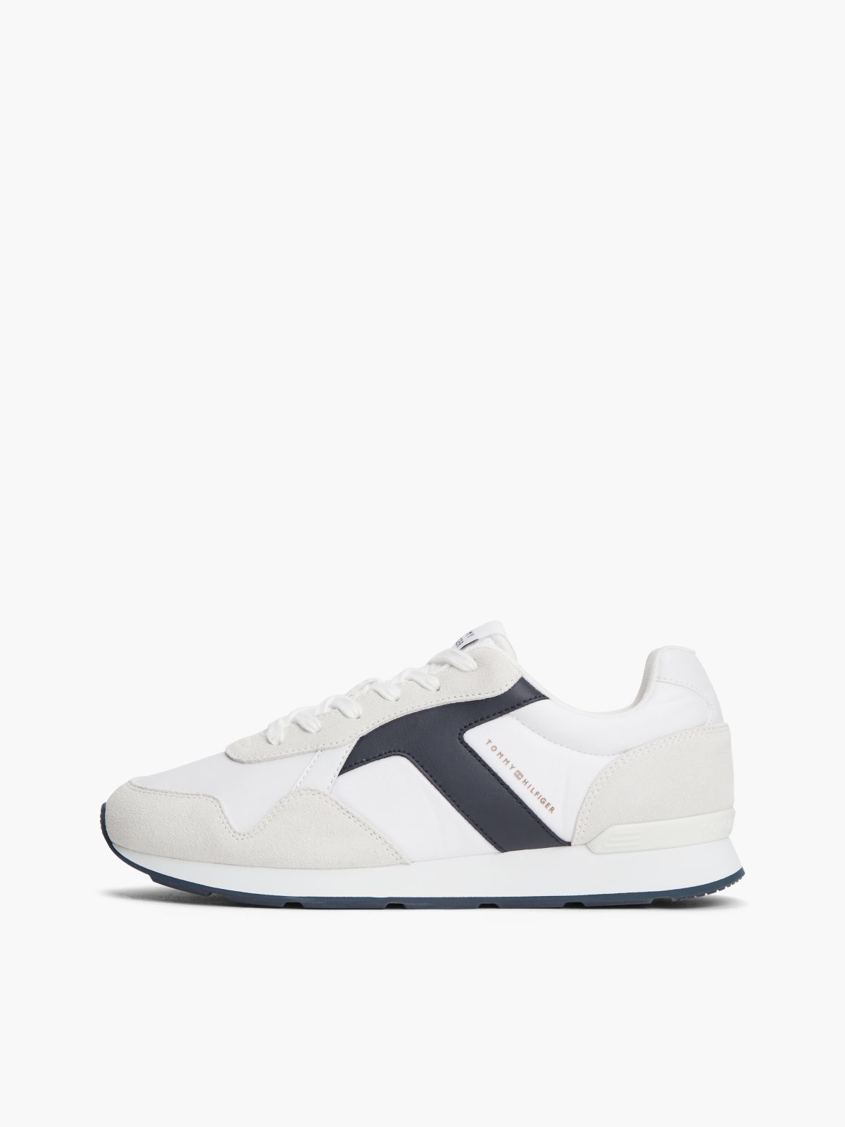 Suede Mixed Texture Trainers — White