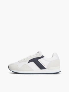 Suede Mixed Texture Trainers — White 7