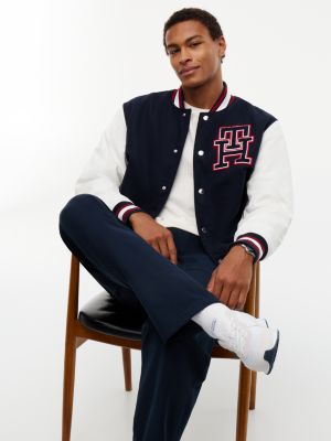 sneakers in pelle scamosciata con mix di texture bianco da uomini tommy hilfiger