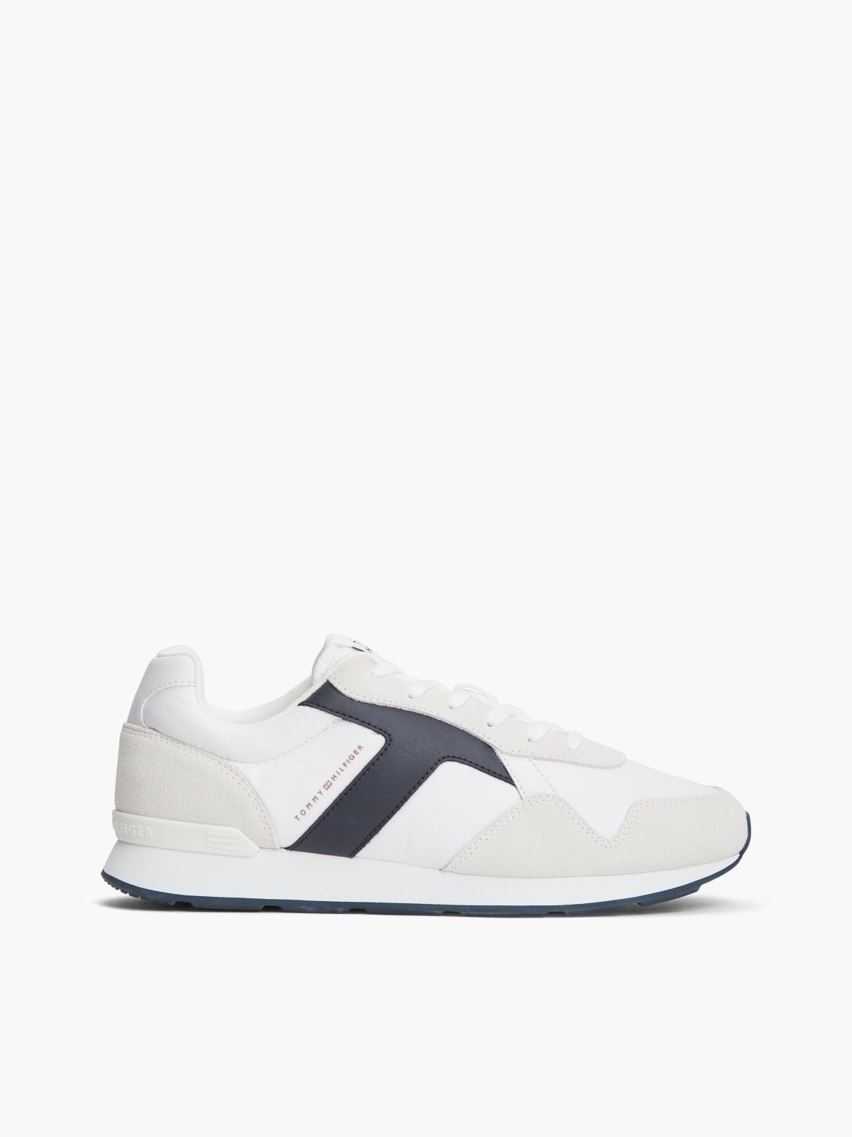 Suede Mixed Texture Trainers — White