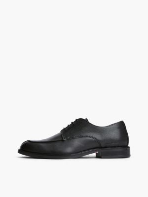 schwarz derby-schuhe aus strukturiertem leder für herren - tommy hilfiger