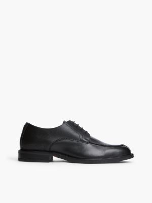 black derby-schuhe aus strukturiertem leder für herren - tommy hilfiger