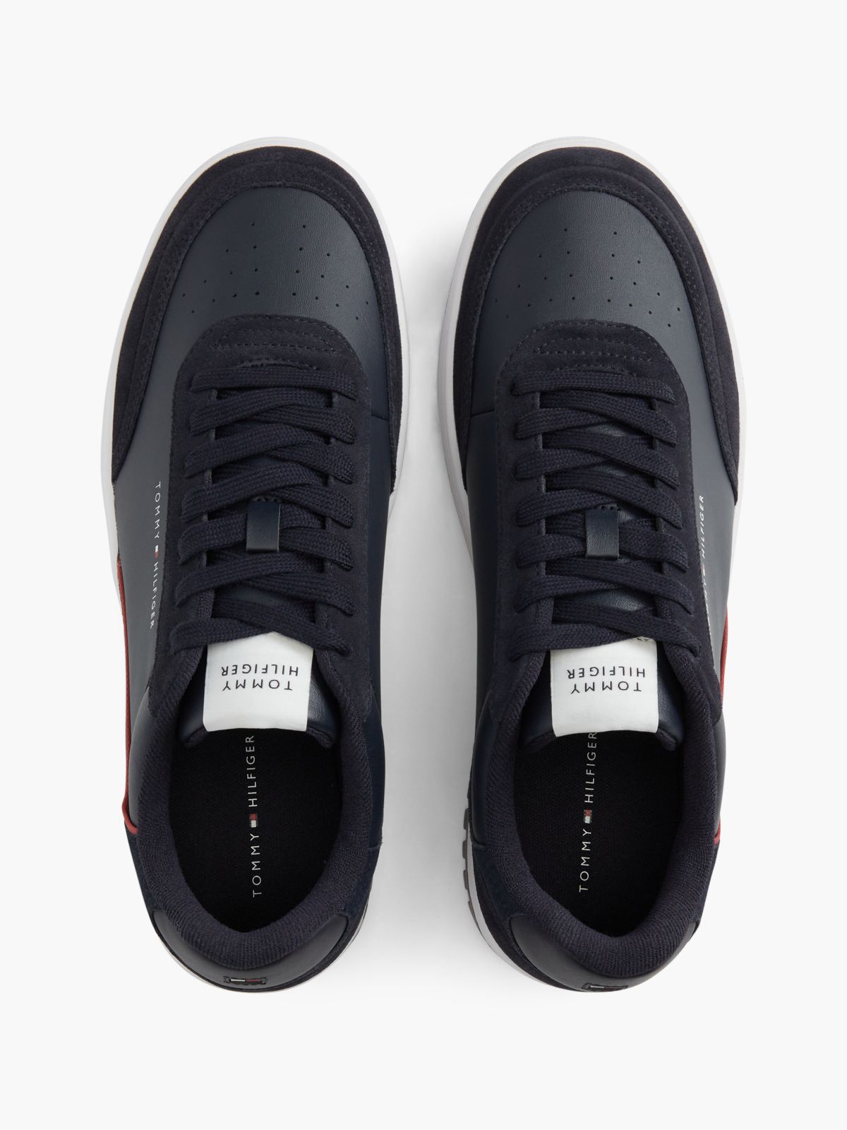 Leather Mixed Texture Basketball Trainers — Blue