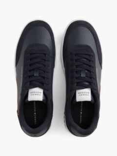 Leather Mixed Texture Basketball Trainers — Blue 3