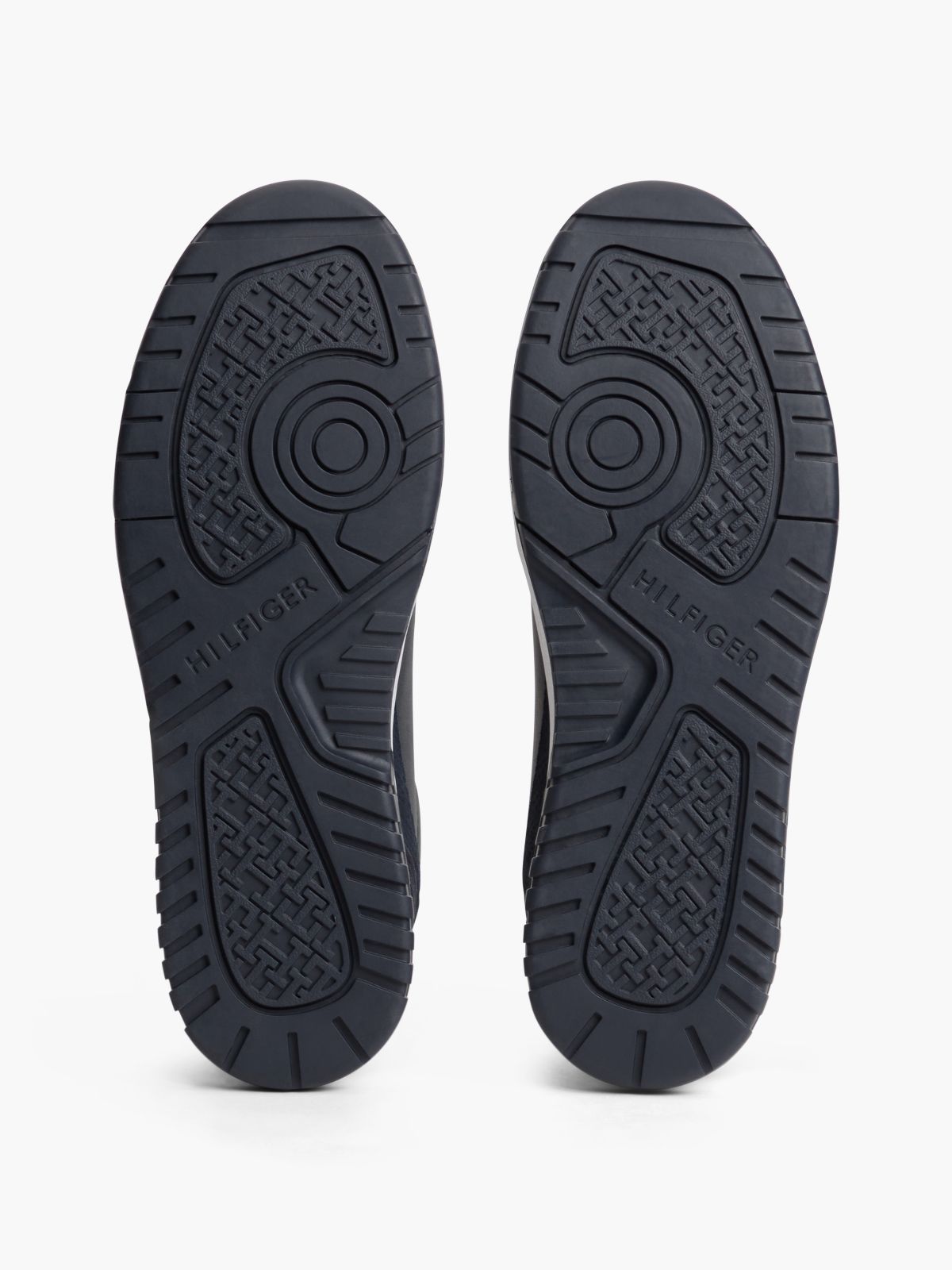 Leather Mixed Texture Basketball Trainers — Blue