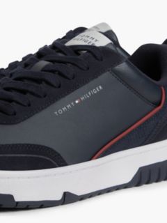 Leather Mixed Texture Basketball Trainers — Blue 6