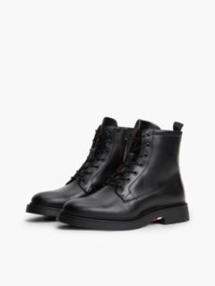 Leather Cleat Zip-Up Mid Boots — Black 2