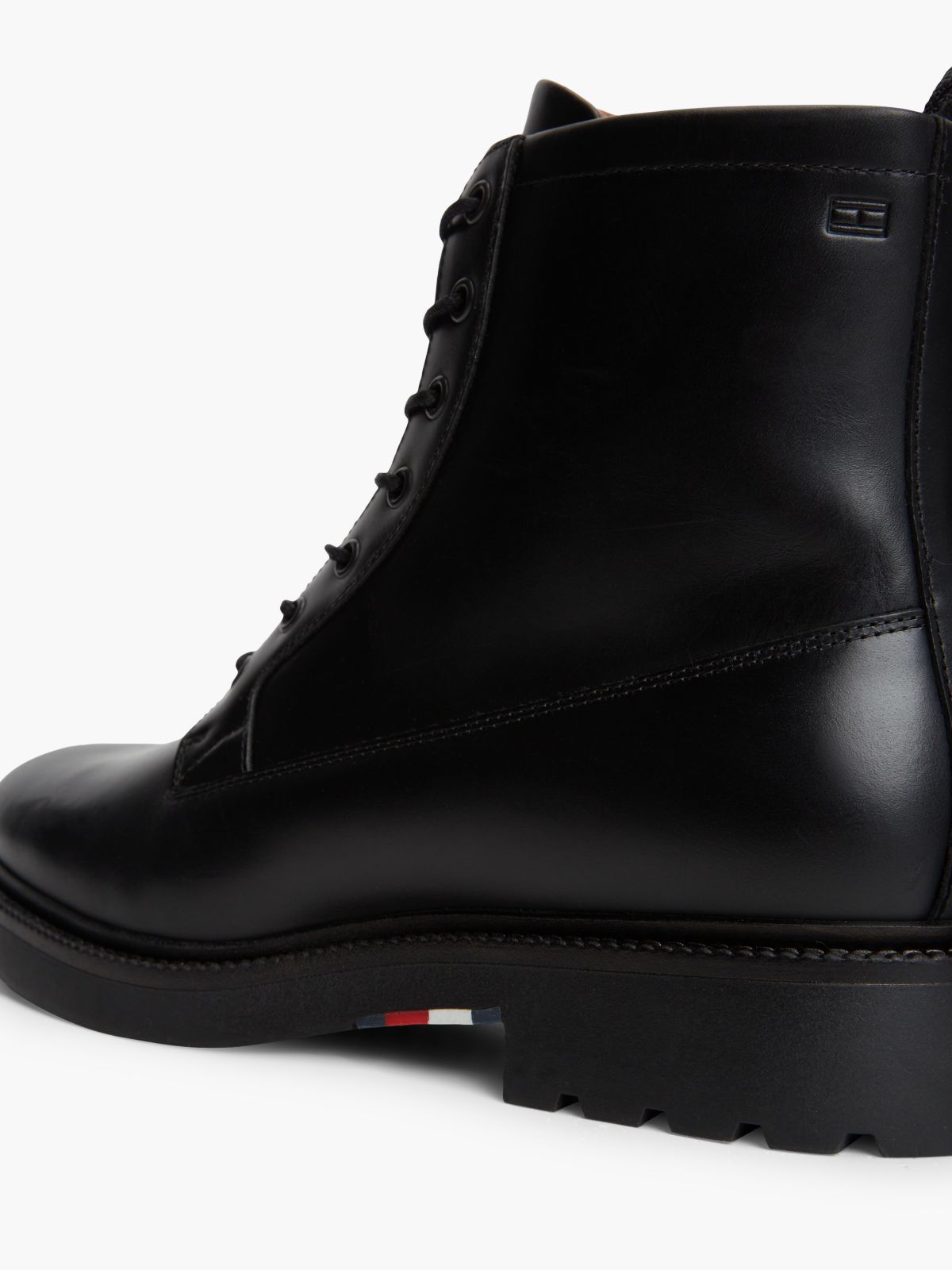 Leather Cleat Zip-Up Mid Boots — Black