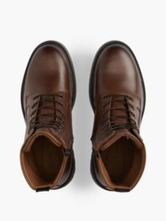 Leather Cleat Zip-Up Mid Boots — Brown 3
