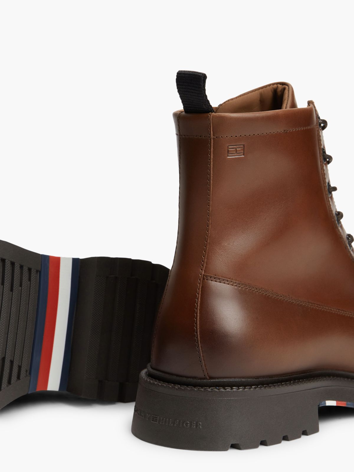 Leather Cleat Zip-Up Mid Boots — Brown