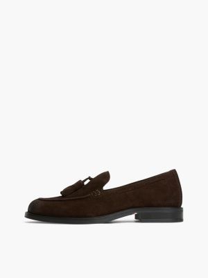 braun quasten-loafer aus veloursleder für herren - tommy hilfiger