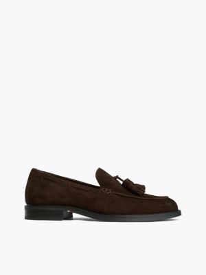 brown quasten-loafer aus veloursleder für herren - tommy hilfiger