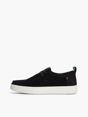 black suede hybrid moc toe shoes for men tommy hilfiger