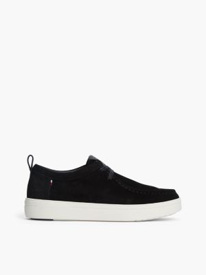 black suede hybrid moc toe shoes for men tommy hilfiger
