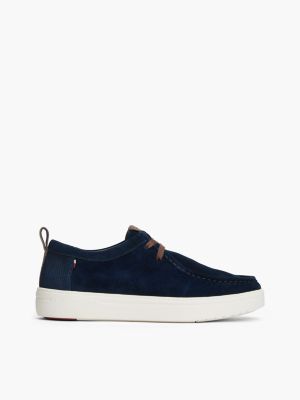 blue suede hybrid moc toe shoes for men tommy hilfiger