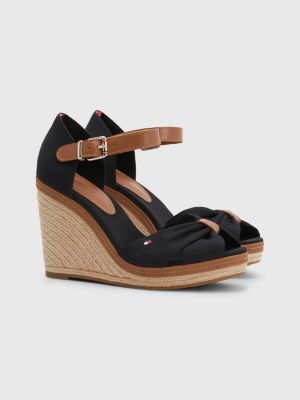 Puur evenaar Egypte Iconic espadrillesandaal met sleehak | ZWART | Tommy Hilfiger