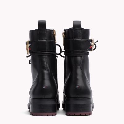 tommy hilfiger signature tape buckle biker boots