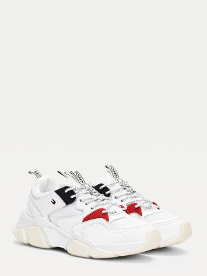tommy hilfiger chunky mixed textile trainer