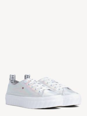 tommy hilfiger metallic panel platform trainers