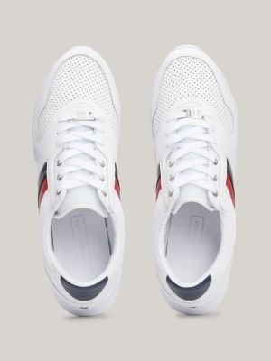 tommy hilfiger perforated leather trainers
