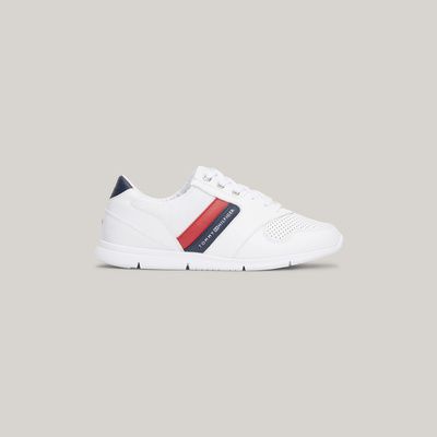 tommy hilfiger perforated leather trainers