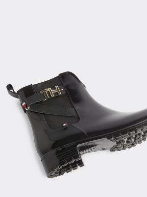 tommy hilfiger gloss ankle rain boots