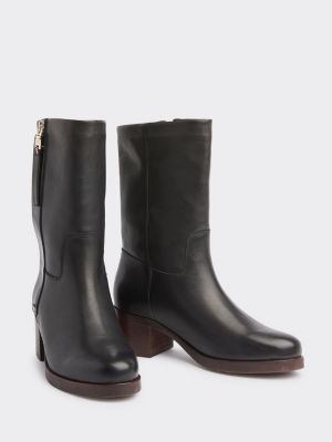 block heel leather boot