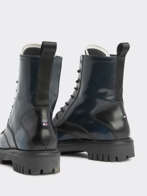 tommy hilfiger black leather boots