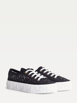 tommy hilfiger monogram flatform trainers