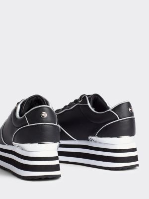 black flatform trainers