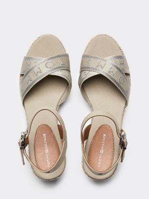 Keilabsatz Sandale Mit Metallic Details Beige Tommy Hilfiger