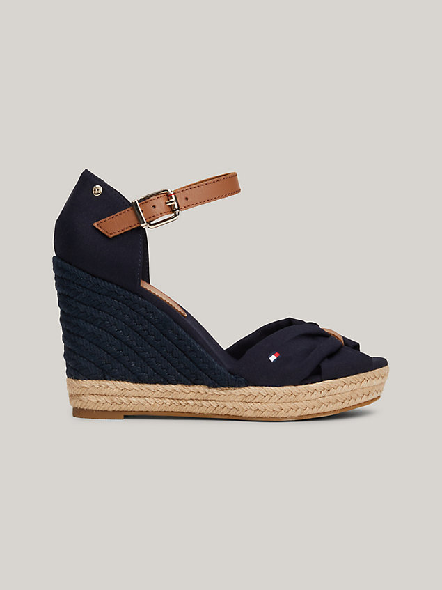 blue bow strap high wedge heel sandals for women tommy hilfiger