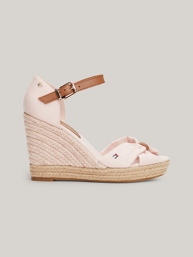 pink bow strap high wedge heel sandals for women tommy hilfiger