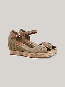 bruin essential espadrille-sandaal met sleehak voor dames - tommy hilfiger