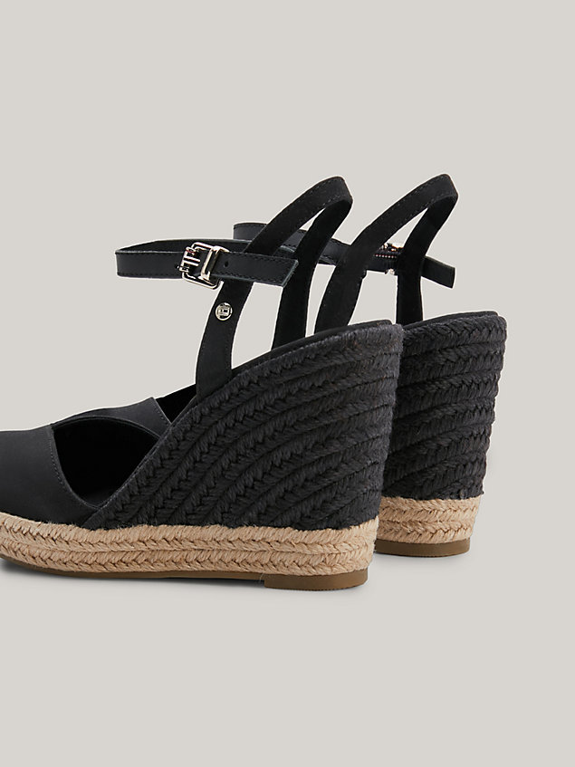 black essential high wedge espadrille sandals for women tommy hilfiger