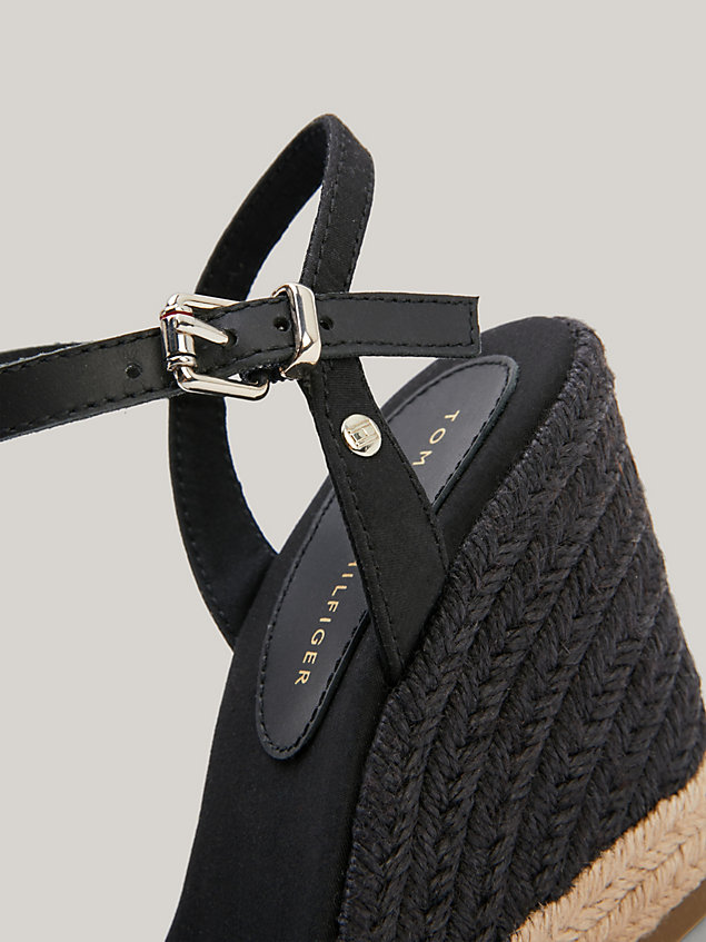 black essential high wedge espadrille sandals for women tommy hilfiger