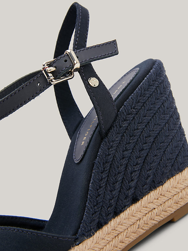 blue essential espadrille-sandaal met hoge sleehak voor dames - tommy hilfiger